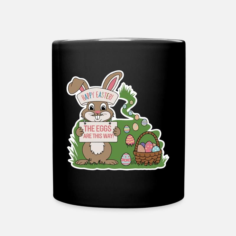 Easter bunny with colorful eggs - Full Colour Mug - black