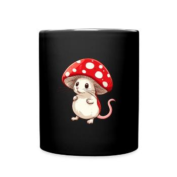 Champignon souris drôle d’animal et motif de champignon - Mug uni - noir - Devant