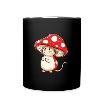 Champignon souris drôle d’animal et motif de champignon - Mug uni - noir - Devant