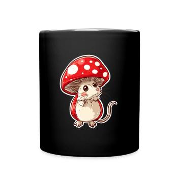 Champignon souris drôle d’animal et motif de champignon - Mug uni - noir - Devant