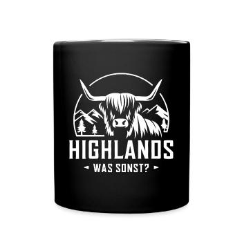 Highlands was sonst Schottisches Hochlandrind - Tasse einfarbig - Schwarz - Vorne