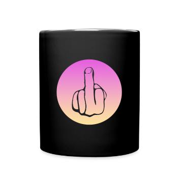 fuck you fucking Middlefinger - Tasse einfarbig - Schwarz - Vorne