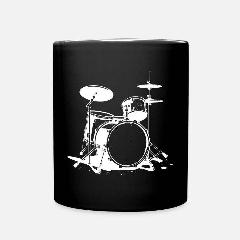 Drum Set Drawing - Full Colour Mug - black