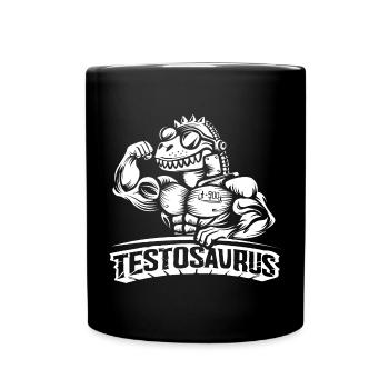 Testosaurus – The Muscular Cybersaurus - Full Colour Mug - black - Front