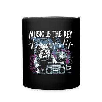 la musique est la clé de l’amour des animaux entre les chiens et les chats - Mug uni - noir - Devant