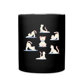Chat dans les poses de yoga – Relaxation et pleine conscience - Mug uni - noir - Devant