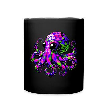 Krake - Tasse einfarbig - Schwarz - Vorne