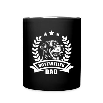 « Rottweiler Dad » avec bannière et couronne de blé - Mug uni - noir - Devant