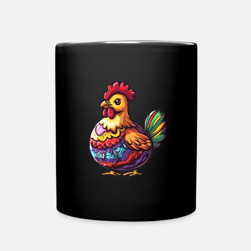 Poule colorée printemps motif Pâques - Mug uni - noir