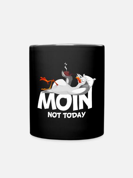 Moin Möwe Vogel Hafen Küste Faul - Tasse einfarbig - Schwarz