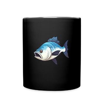 Heilbutt Fischmotiv Perfekt für Angler - Tasse einfarbig - Schwarz - Vorne