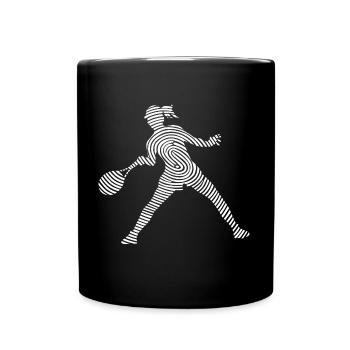 Tennis Player Fingerprint Ladies Tennis Girl - Full Colour Mug - black - Front