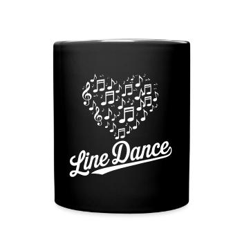 Line Dance Dancing with Love and the Heart - Full Colour Mug - black - Front