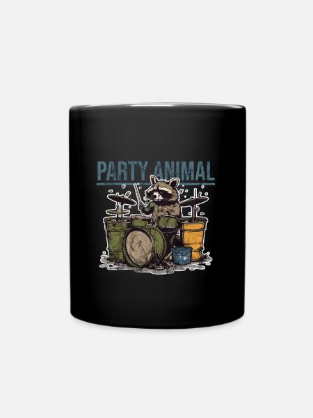 Party Tier Waschbär Schlagzeug - Tasse einfarbig - Schwarz