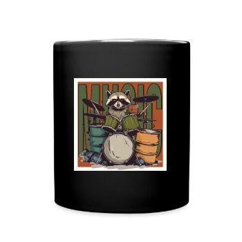 Music Raccoon Drums - Full Colour Mug - black - Front