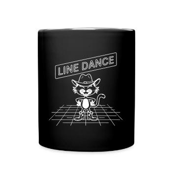 Line Dance Katze ich liebe Katzen und Line Dance - Tasse einfarbig - Schwarz - Vorne