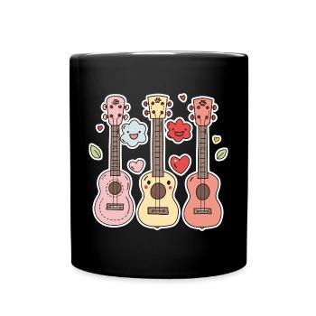 Ukulele Cartoon-Stil - Tasse einfarbig - Schwarz - Vorne