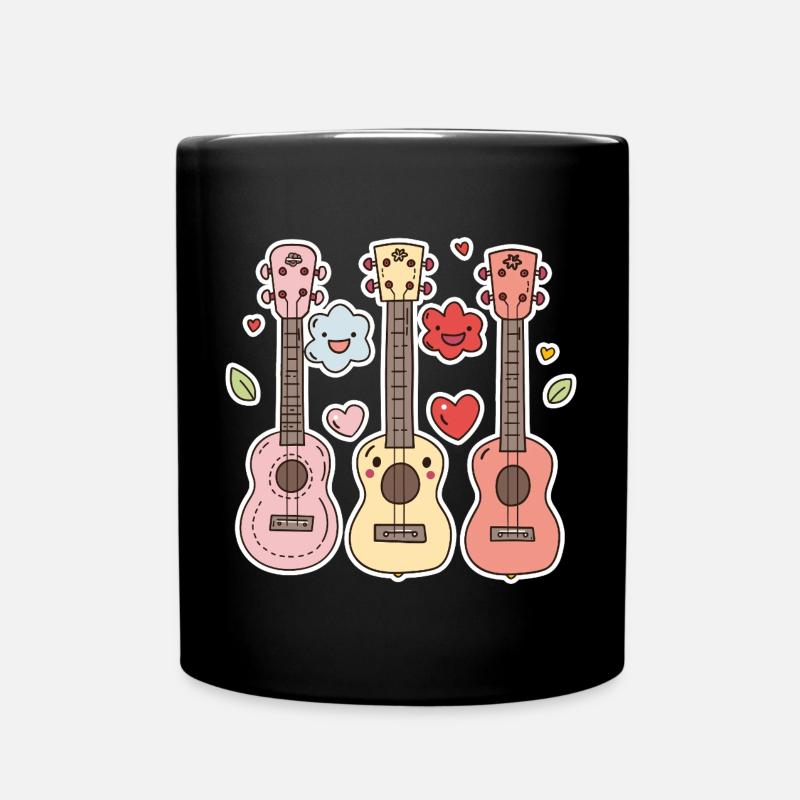 Ukulele Cartoon-Stil - Tasse einfarbig - Schwarz