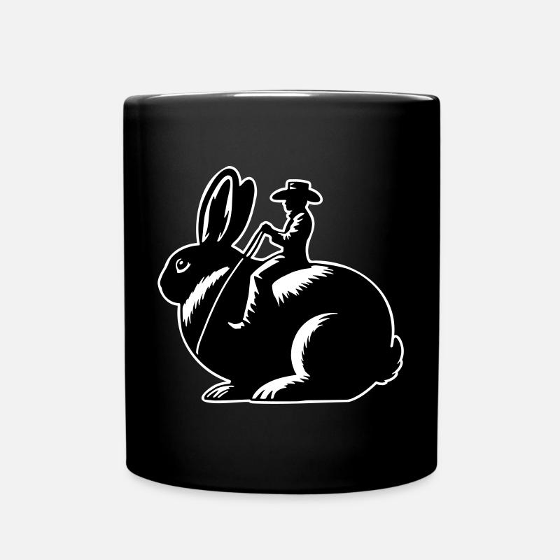 Rabbit Rider (only design - with outline, 3-Color) - Full Colour Mug - black
