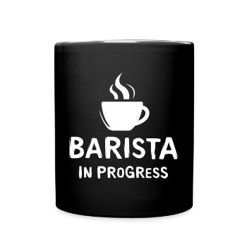 Barista Kaffeesprüche - lustiges Cafelogo - Tasse einfarbig - Schwarz - Vorne