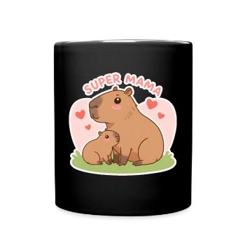 Super mama Capybara - Full Colour Mug - black - Front