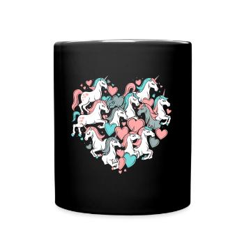 Unicorn Unicorns Heart Heart Shape Love Colorful Cute - Full Colour Mug - black - Front