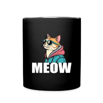 Cooles Katze Design im Pop Art Stil für jeden - Tasse einfarbig - Schwarz - Vorne
