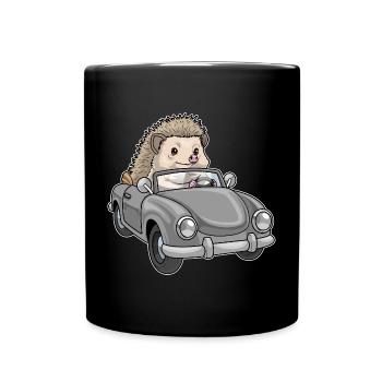 Hedgehog Car - Full Colour Mug - black - Front