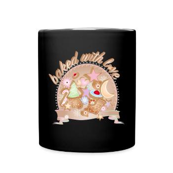 Colourful Christmas cookies – baked with love - Full Colour Mug - black - Front