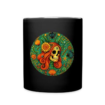 Zentangle Skull - Full Colour Mug - black - Front