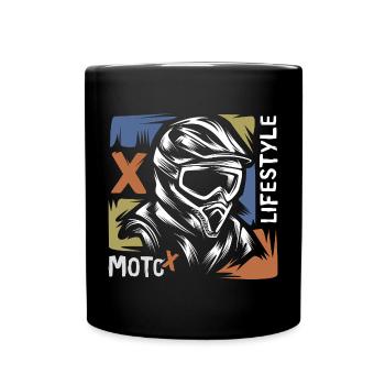 vintage motocross biker - moto x illustration - Full Colour Mug - black - Front