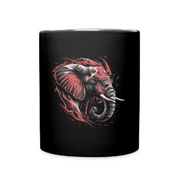 Éléphant Afrique Safari Nature sauvage Néon coloré - Mug uni - noir - Devant