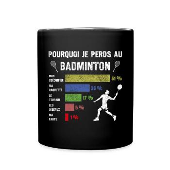 I Can't I Badminton Gift Idea Humor Dad - Full Colour Mug - black - Front