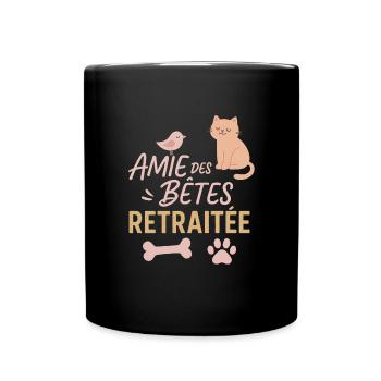 Retraitée amie des animaux – Cadeau parfait - Mug uni - noir - Devant