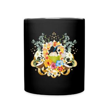 Cocktail tropical de noix de avec magie des fleurs - Mug uni - noir - Devant