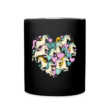 Unicorn Unicorns Heart Heart Shape Love Colorful Cute - Full Colour Mug - black - Front