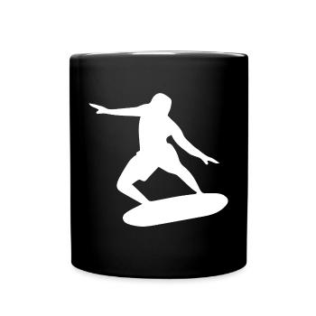 Silhouette de surfeur Surf Minimaliste - Mug uni - noir - Devant