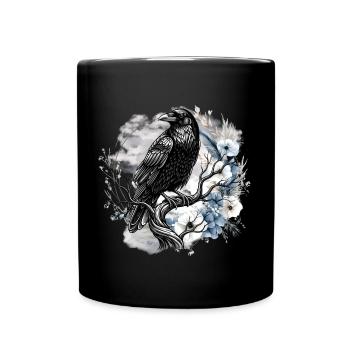 Gothic Mystischer Rabe Frauen Halloween - Tasse einfarbig - Schwarz - Vorne