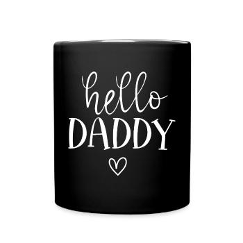 Hallo Papa, herzerwärmender Gruß für frischgebackene Väter - Tasse einfarbig - Schwarz - Vorne