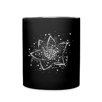 weiße Blüte - Tasse einfarbig - Schwarz - Vorne