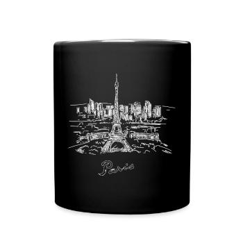 Pariser Stadt Frankreich Wahrzeichen Silhouette Französische Flagge - Tasse einfarbig - Schwarz - Vorne