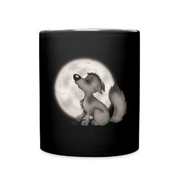 Wölfchen - Tasse einfarbig - Schwarz - Vorne