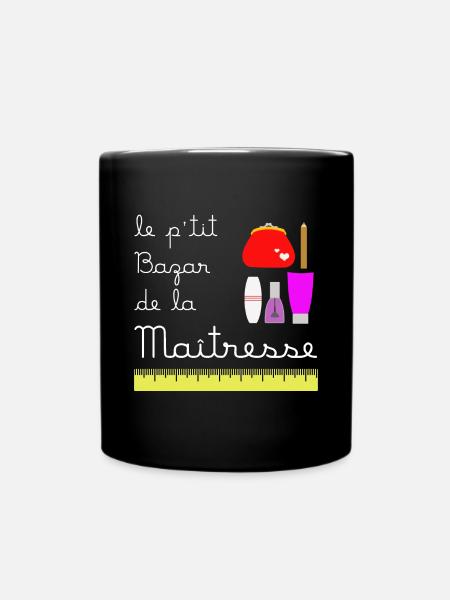 Le p'tit bazar de la Maîtresse (écrit blanc) - Mug uni - noir