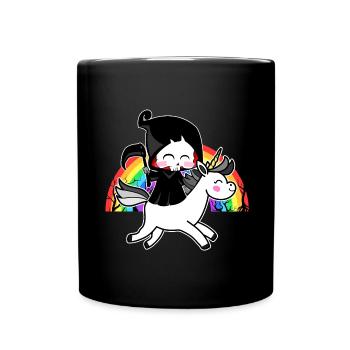 Death Is Magic - Unicorn Grim Reaper Rainbow - Full Colour Mug - black - Front