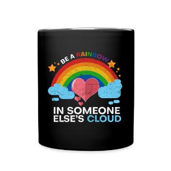 Regenbogen Herz Liebe - Tasse einfarbig - Schwarz - Vorne