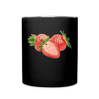 Erdbeere - Tasse einfarbig - Schwarz - Vorne