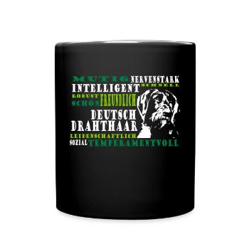 German wirehair lettering with portrait - Full Colour Mug - black - Front