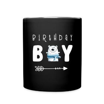 Anniversaire garçon je garçon anniversaire je porte je nounours - Mug uni - noir - Devant