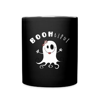 BOOHtiful Gespenst Mädchen I Halloween - Tasse einfarbig - Schwarz - Vorne