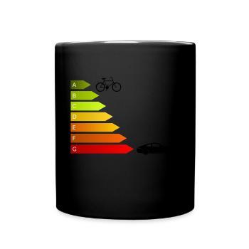 Efficacité énergétique vélo vs voiture - Mug uni - noir - Devant